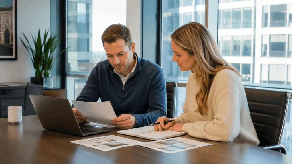 Greystar Real Estate Partners team reviewing an acquisition deal