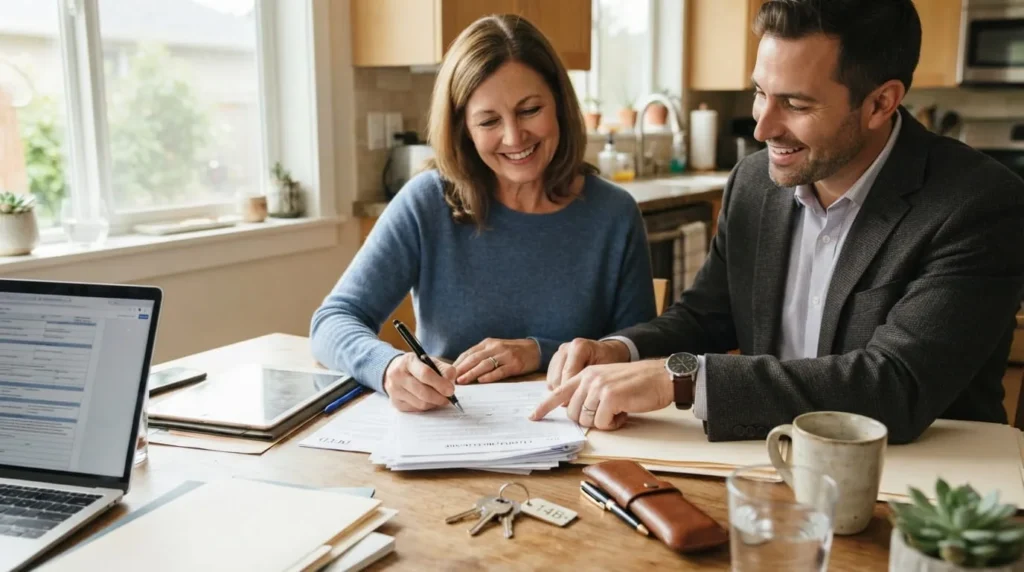Idaho real estate commission closing paperwork and house keys
