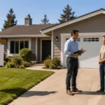 Homeowners discussing a home sale after reading Mark Spain Real Estate reviews
