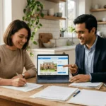 Couple reviewing real estate investment strategies on a laptop