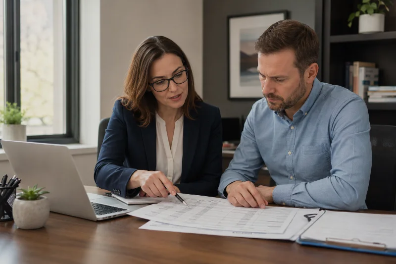 Advisor reviewing real estate professional status eligibility with a client