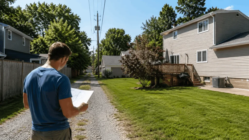 Utility access path showing what an easement in real estate looks like on a property