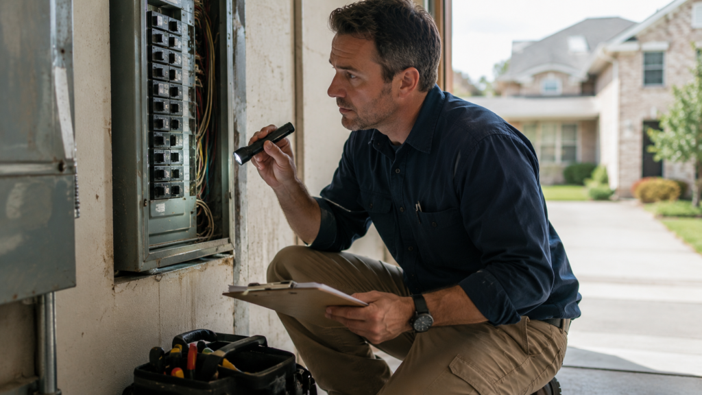 home inspector reviewing a property during the contingent real estate process