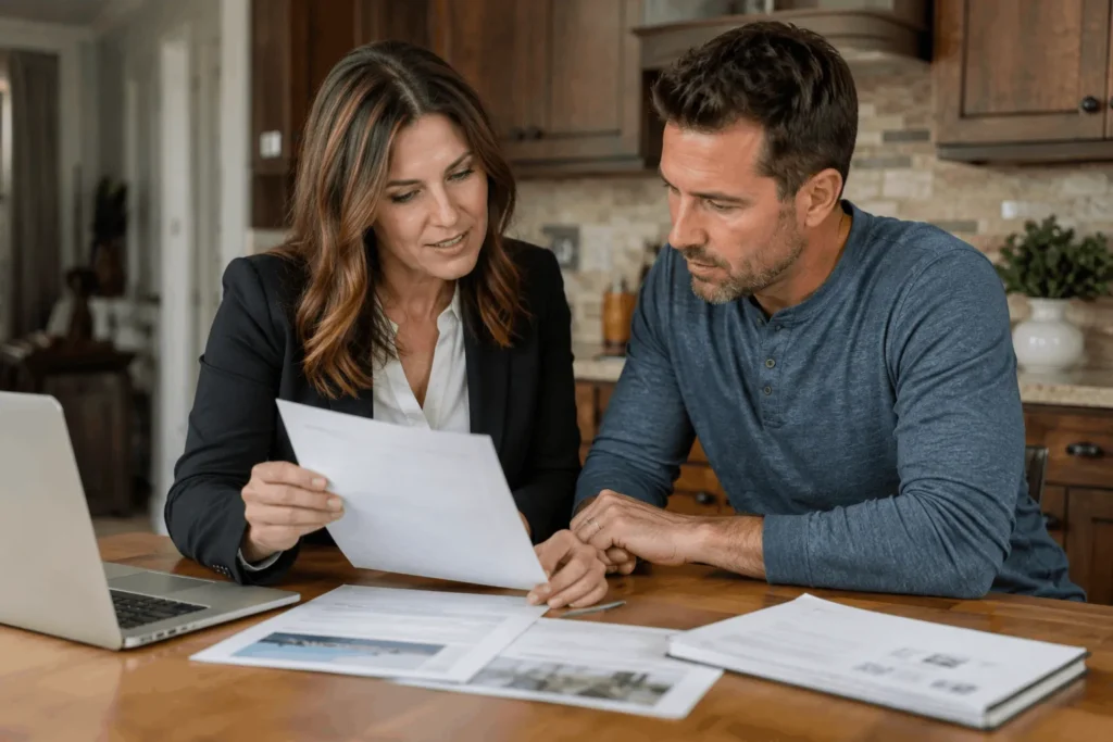 realtor reviewing disclosure paperwork with a client