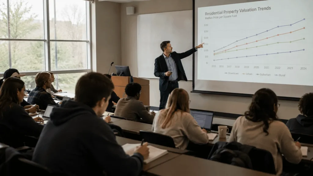 real estate degree class studying property valuation