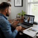 real estate agent working with a real estate virtual assistant on a video call