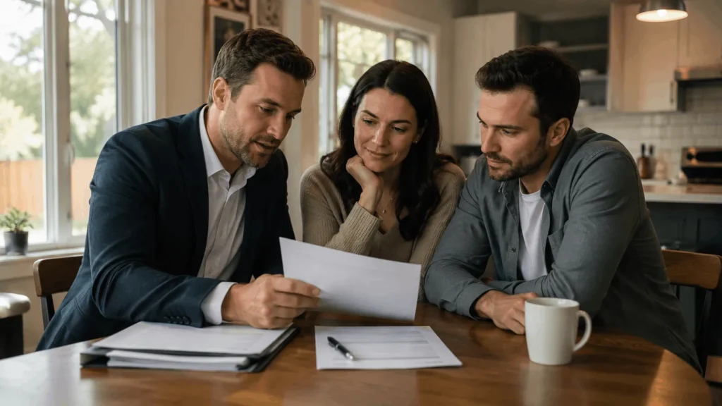 real estate agent explaining what is contingent in real estate to home buyers