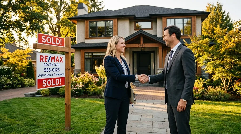 Real estate agents finalizing an escalation clause real estate offer after sale