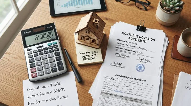 Mortgage documents illustrating what is novation in real estate financing