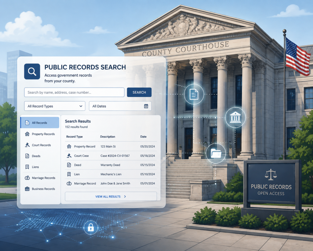 County recorder office representing public property deed records