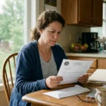 Homeowner reading a government notice about condemnation real estate proceedings