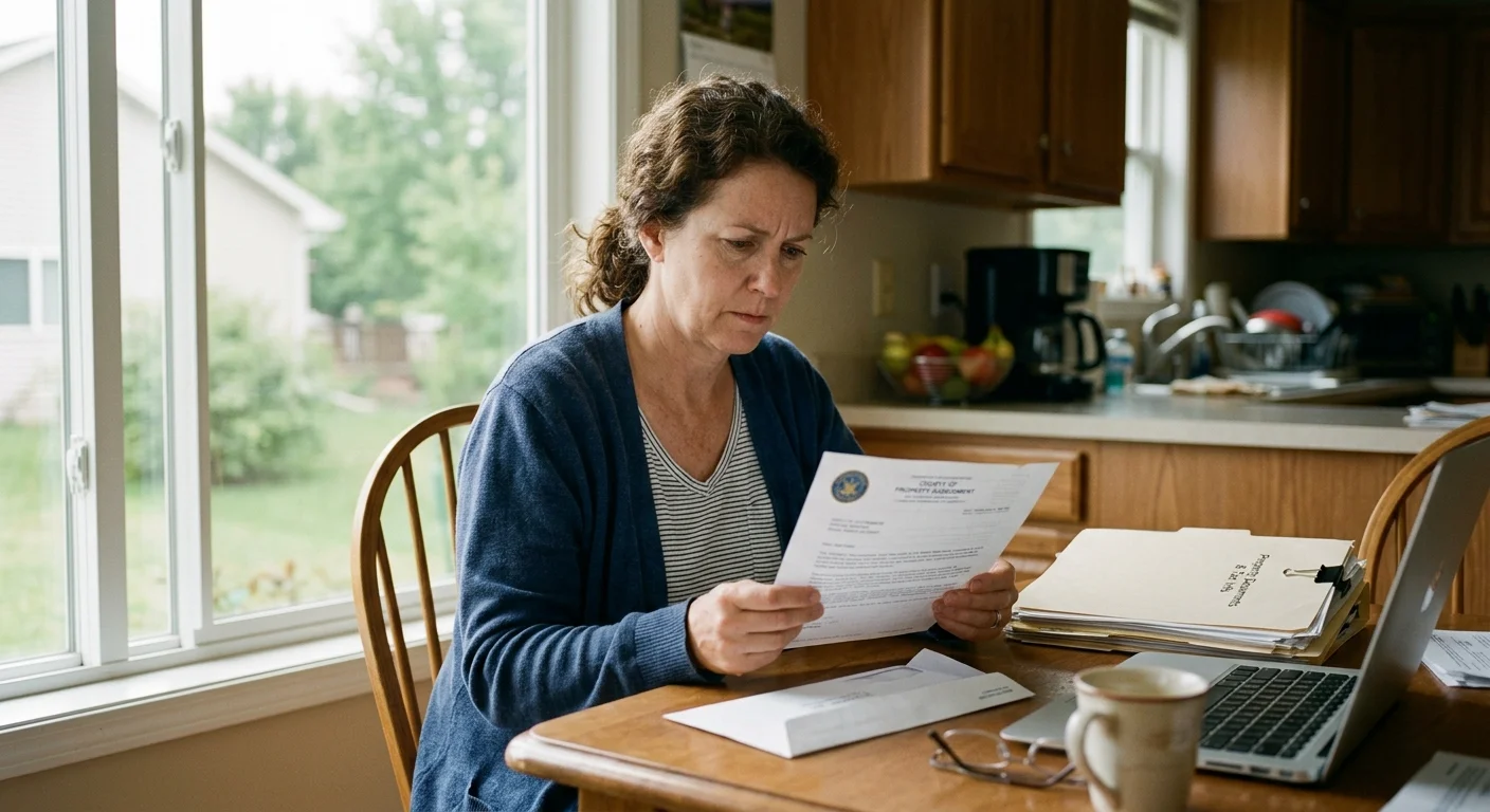 Homeowner reading a government notice about condemnation real estate proceedings