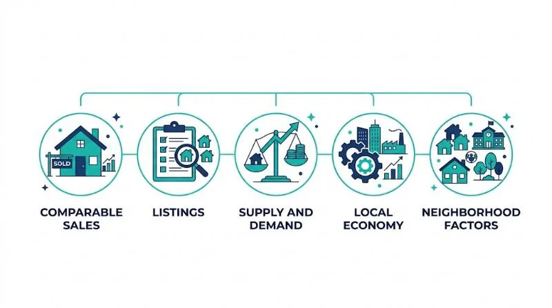 Infographic of the five components that make up a real estate market analysis