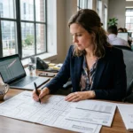 Commercial real estate broker reviewing owner records to learn how to generate commercial real estate leads