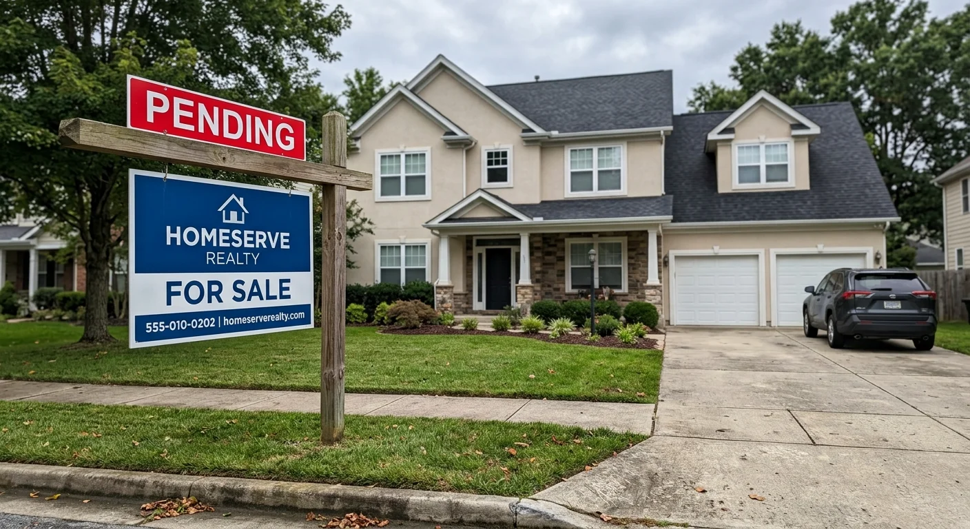 Pending sign on a for-sale post showing what does pending mean in real estate