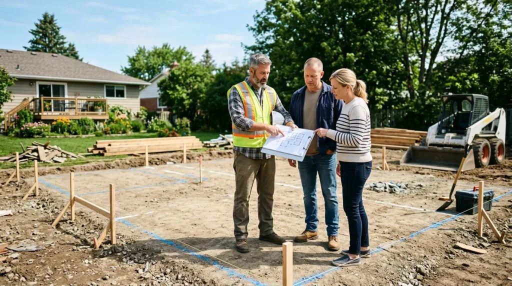 Homeowners reviewing build costs to understand what is an ADU in real estate before construction